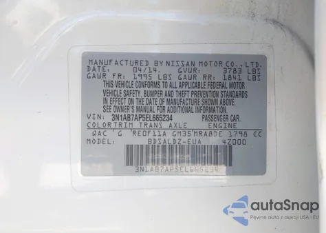 2014 Nissan Sentra Sv from USA, damaged, VIN 3N1AB7AP5EL665234